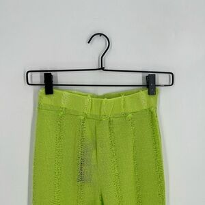 Ego Ladder Knit High Waisted Straight Leg Open Knit Sheer Trouser Pants In Lime